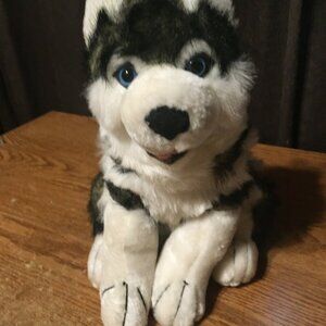 HEAVY BOTTOM HUSKY PLUSH STUFFED DOG RN #64078 OH #12217 HE #2087